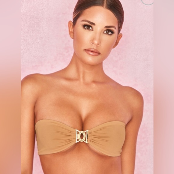 NWT House of CB London Bikini Swimsuit Bandeau Top Miyato Pale Gold XS - Picture 4 of 10